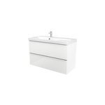 Meuble vasque suspendu blanc brillant l. 100 cm imandra + plan vasque blanc résine mila, goodhome Meuble vasque suspendu blanc brillant l. 100 cm imandra + plan vasque blanc résine mila, goodhome