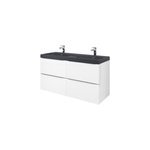 Meuble vasque suspendu blanc brillant l. 120 cm imandra + plan double vasque noir résine mila, goodhome ... Meuble vasque suspendu blanc brillant l. 120 cm imandra + plan double vasque noir résine mila, goodhome ...