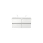 Meuble vasque suspendu blanc brillant l. 120 cm imandra + plan double vasque blanc cramique nira, goodhome ...