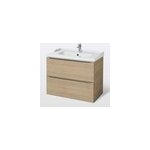 Meuble vasque suspendu effet chêne l. 80 cm imandra + plan vasque blanc céramique lana, goodhome Meuble vasque suspendu effet chêne l. 80 cm imandra + plan vasque blanc céramique lana, goodhome