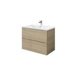 Meuble vasque suspendu effet chêne l. 80 cm imandra + plan vasque blanc céramique nira, goodhome Meuble vasque suspendu effet chêne l. 80 cm imandra + plan vasque blanc céramique nira, goodhome