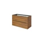 Meuble sous vasque suspendu effet noyer l. 100 x h. 60 x p. 45 cm, goodhome imandra