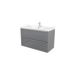 Meuble vasque suspendu gris l. 100 cm imandra + plan vasque blanc céramique lana, goodhome Meuble vasque suspendu gris l. 100 cm imandra + plan vasque blanc céramique lana, goodhome
