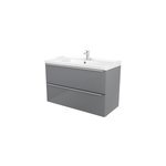 Meuble vasque suspendu gris l. 100 cm imandra + plan vasque blanc céramique nira, goodhome Meuble vasque suspendu gris l. 100 cm imandra + plan vasque blanc céramique nira, goodhome