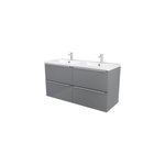 Meuble vasque suspendu gris brillant l. 120 cm imandra + plan double vasque blanc résine mila, goodhome ... Meuble vasque suspendu gris brillant l. 120 cm imandra + plan double vasque blanc résine mila, goodhome ...