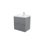 Meuble vasque suspendu gris brillant l. 60 cm + plan vasque blanc cramique lana, goodhome