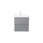 Meuble vasque suspendu gris brillant l. 60 cm imandra + plan vasque blanc rsine mila, goodhome