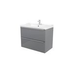 Meuble vasque suspendu gris brillant l. 80 cm imandra + plan vasque blanc céramique lana, goodhome Meuble vasque suspendu gris brillant l. 80 cm imandra + plan vasque blanc céramique lana, goodhome