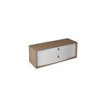 Meuble sous vasque suspendu blanc mat 2 tiroirs l. 140 x h. 50 x p. 50 cm, decotec havana