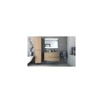 Meuble sous vasque  suspendre vague dcor chne naturel 104 cm + plan vasque en verre blanc + meuble ...