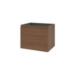 Meuble sous vasque suspendu effet noyer 2 tiroirs l. 60 x h. 48 x p. 45 cm levanna