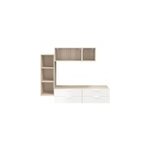 Meuble tv 4 tiroirs effet chêne et blanc goodhome atomia h. 150 x l. 225 x p. 37 cm Meuble tv 4 tiroirs effet chêne et blanc goodhome atomia h. 150 x l. 225 x p. 37 cm
