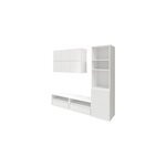 Meuble tv blanc 1 porte et 2 tiroirs avec meuble suspendu goodhome atomia h. 187, 5 x l. 125 x p. 47 ...