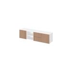 Meuble tv effet chêne et blanc avec 4 tiroirs et 2 portes goodhome atomia h. 37 x l. 150 x p. 45 cm Meuble tv effet chêne et blanc avec 4 tiroirs et 2 portes goodhome atomia h. 37 x l. 150 x p. 45 cm