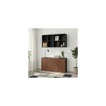 Meuble tv effet noyer et noir 4 portes avec �tag�re suspendue goodhome atomia h. 150 x l. 150 x p. 35 ...
