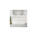 Meuble vasque  poser blanc brillant l. 120 cm imandra + plan double vasque blanc cramique nira, goodhome ...