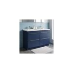 Meuble vasque � poser bleu nuit mat l. 120 cm imandra + plan double vasque blanc c�ramique nira, goodhome ...