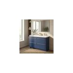 Meuble vasque � poser bleu nuit mat l. 120 cm imandra + plan double vasque blanc r�sine, goodhome