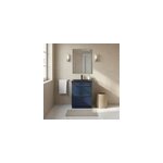 Meuble vasque � poser bleu nuit mat l. 60 cm imandra + plan vasque noir c�ramique nira, goodhome
