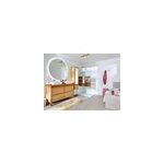 Meuble vasque  poser chne massif et plaqu chne l. 140 cm + plan de toilette stratifi effet chne, ...
