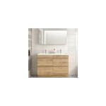 Meuble vasque � poser effet ch�ne l. 120 cm imandra + plan vasque blanc r�sine, goodhome