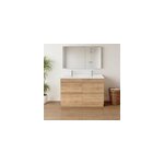 Meuble vasque  poser effet chne l. 120 cm imandra + plan double vasque blanc cramique nira, goodhome ...