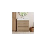 Meuble vasque  poser effet chne l. 80 cm imandra + plan vasque blanc cramique lana, goodhome