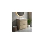 Meuble vasque � poser effet ch�ne l. 80 cm imandra + plan vasque blanc c�ramique nira, goodhome