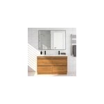 Meuble vasque � poser effet noyer l. 120 cm imandra + plan double vasque blanc c�ramique nira, goodhome ...