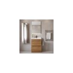 Meuble vasque � poser effet noyer l. 60 cm imandra + plan vasque blanc c�ramique nira, goodhome