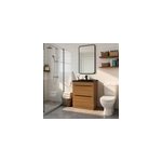 Meuble vasque � poser effet noyer l. 60 cm imandra + plan vasque noir c�ramique nira, goodhome