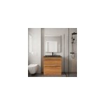 Meuble vasque � poser effet noyer l. 80 cm imandra + plan vasque noir c�ramique nira, goodhome