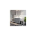 Meuble vasque � poser gris l. 80 cm imandra + plan vasque blanc c�ramique lana, goodhome