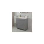 Meuble vasque � poser gris l. 80 cm imandra + plan vasque blanc c�ramique nira, goodhome