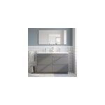 Meuble vasque � poser gris brillant l. 120 cm imandra + plan double vasque blanc c�ramique nira, goodhome ...