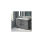 Meuble vasque � poser gris brillant l. 120 cm imandra + plan double vasque blanc r�sine mila, goodhome ...