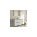 Meuble vasque suspendu blanc brillant l. 120 cm imandra + plan double vasque blanc c�ramique lana, goodhome ...