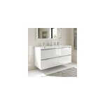 Meuble vasque suspendu blanc brillant l. 120 cm imandra + plan double vasque blanc r�sine mila, goodhome ...