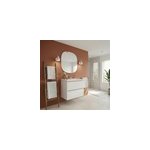 Meuble vasque suspendu blanc brillant l. 60 cm imandra + plan vasque blanc c�ramique lana, goodhome