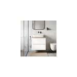 Meuble vasque suspendu blanc brillant l. 60 cm imandra + plan de toilette ch�ne massif hartland, goodhome ...