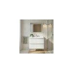 Meuble vasque suspendu blanc brillant l. 80 cm imandra + plan vasque blanc c�ramique lana, goodhome