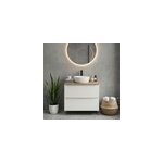Meuble vasque suspendu blanc brillant l. 80 cm imandra + plan de toilette effet ch�ne, goodhome