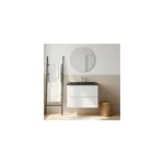 Meuble vasque suspendu blanc mat l. 100 cm imandra + plan vasque blanc c�ramique nira, goodhome