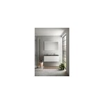 Meuble vasque suspendu blanc mat l. 120 cm + plan double vasque noir mat en r�sine, pura +