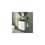 Meuble vasque suspendu blanc mat l. 44 cm imandra + plan vasque effet marbre noir, goodhome