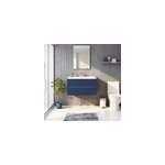 Meuble vasque suspendu bleu nuit mat l. 100 cm imandra + plan vasque blanc c�ramique nira, goodhome