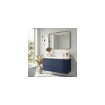 Meuble vasque suspendu bleu nuit mat l. 120 cm imandra + plan double vasque blanc r�sine mila, goodhome ...