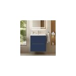 Meuble vasque suspendu bleu nuit mat l. 60 cm imandra + plan vasque blanc c�ramique nira, goodhome