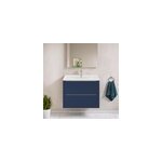 Meuble vasque suspendu bleu nuit mat l. 80 cm imandra + plan vasque blanc c�ramique nira, goodhome