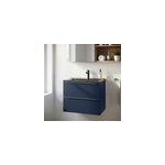 Meuble vasque suspendu bleu nuit mat l. 80 cm imandra + plan vasque noir c�ramique nira, goodhome